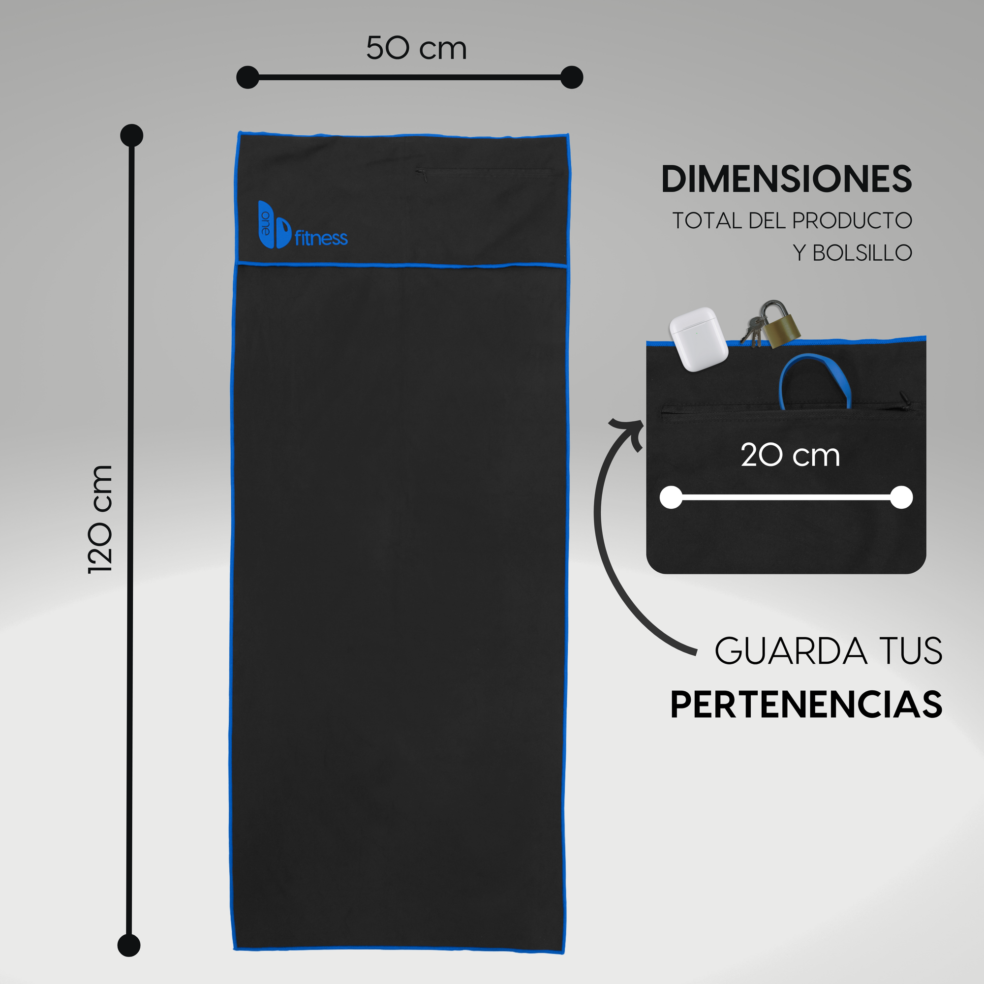 toalla para gimnasio beonebasics dimensiones y cremallera