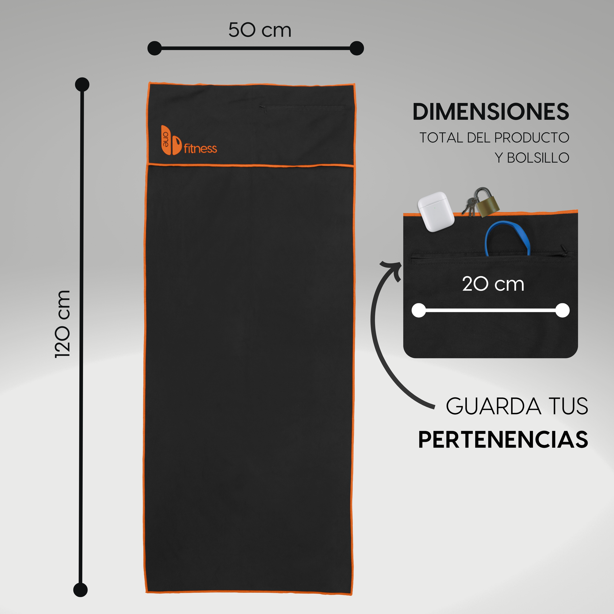 toalla para gimnasio beonebasics dimensiones y cremallera