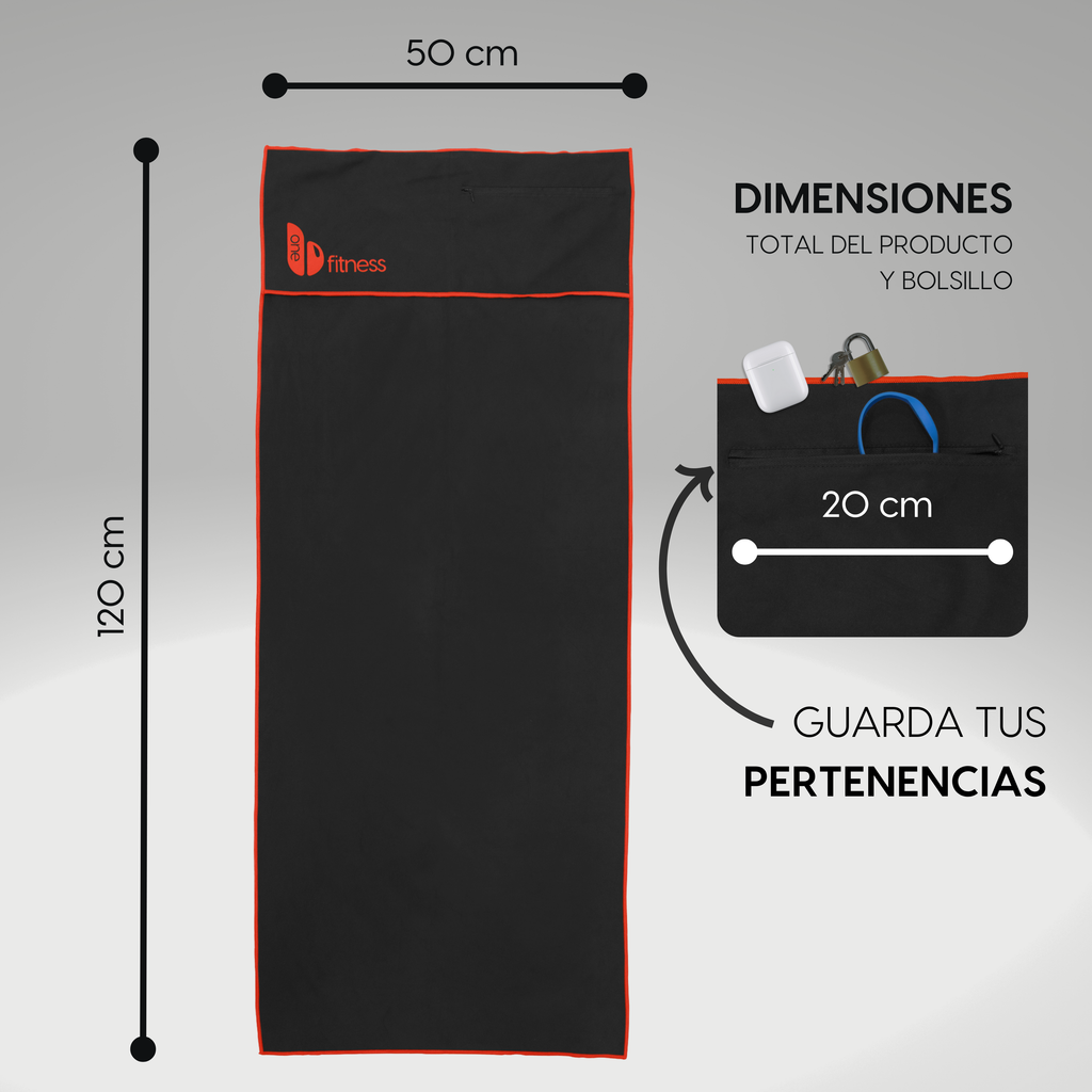 toalla para gimnasio beonebasics dimensiones y cremallera