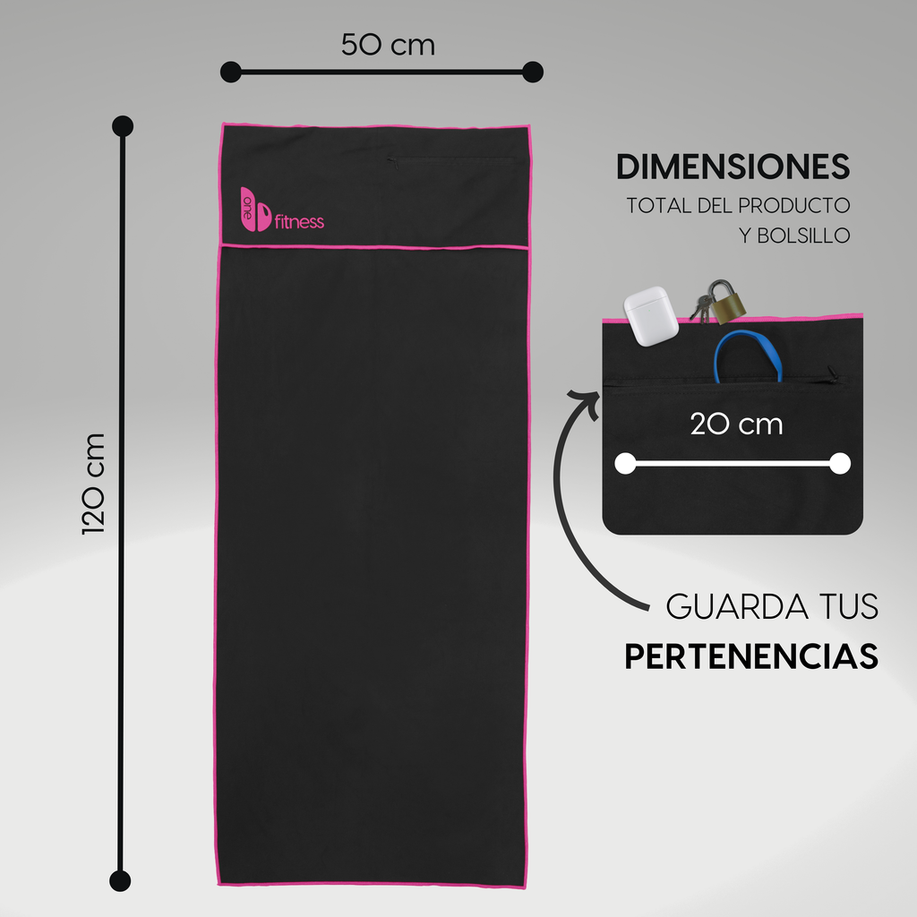 toalla para gimnasio beonebasics dimensiones y cremallera
