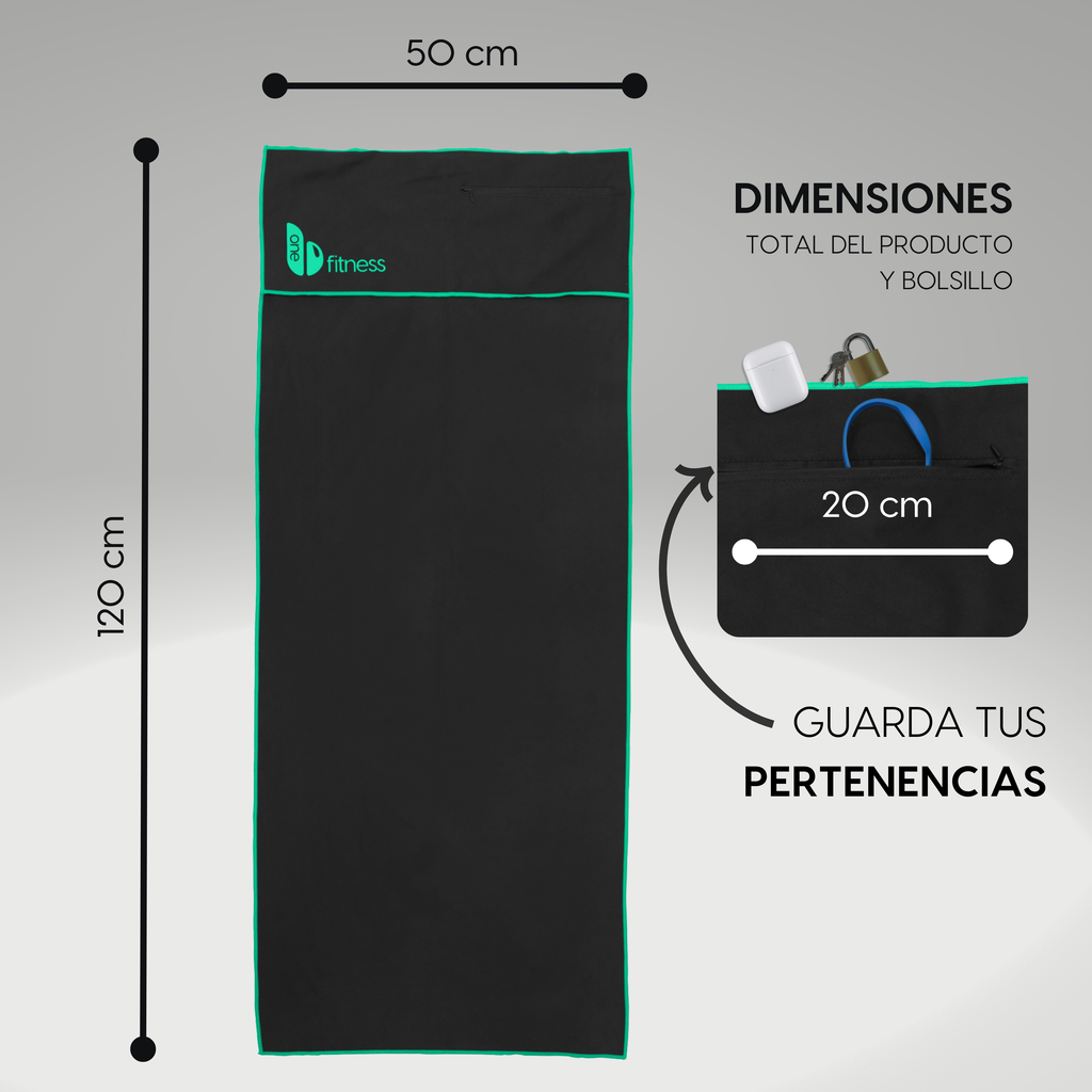 toalla para gimnasio beonebasics dimensiones y cremallera