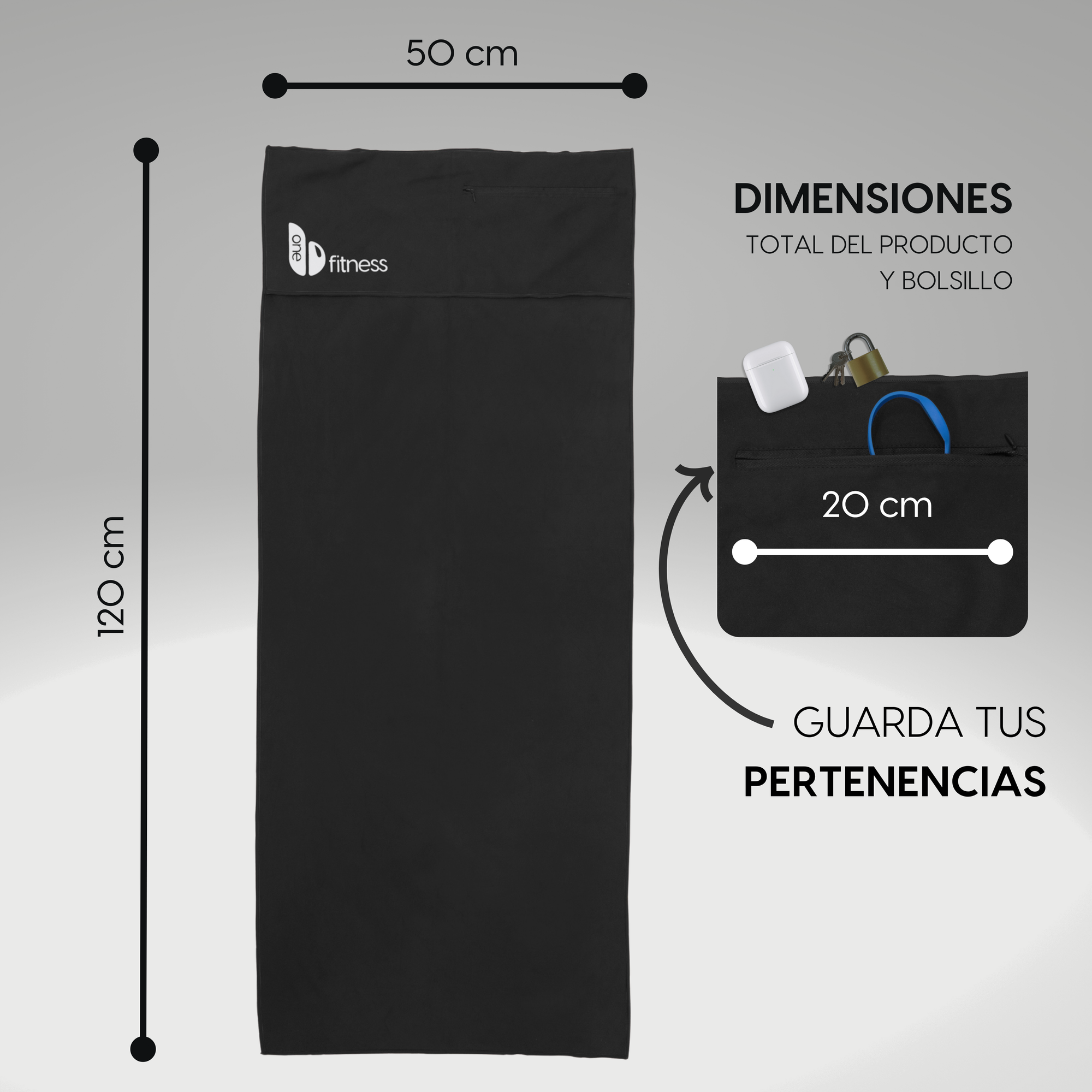 toalla para gimnasio beonebasics dimensiones y cremallera